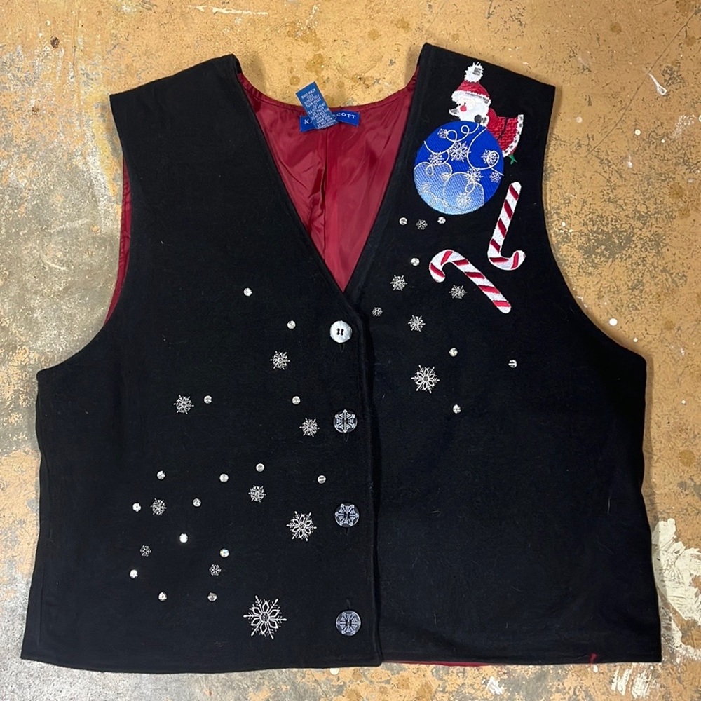 Cute black Christmas button up vest